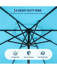 gaomon Outdoor 10FEET Table Market Patio Umbrella with 32 Solar Led Lights for Garden, Deck, Backyard and Pool