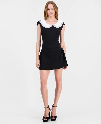 Lulus Juniors' Isabetta Collared Fit & Flare Sleeveless Dress