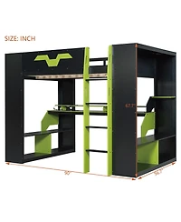 Streamdale Furniture Loft Bed with Power, Usb-c, Cable Mgmt, Rgb