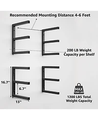 Xdovet Wood Lumber Rack Wall Mount 6-Level Metal Storage Organizer 