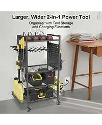 Xdovet Power Tool Organizer Cart Charging Station Rolling Storage Drill Holder