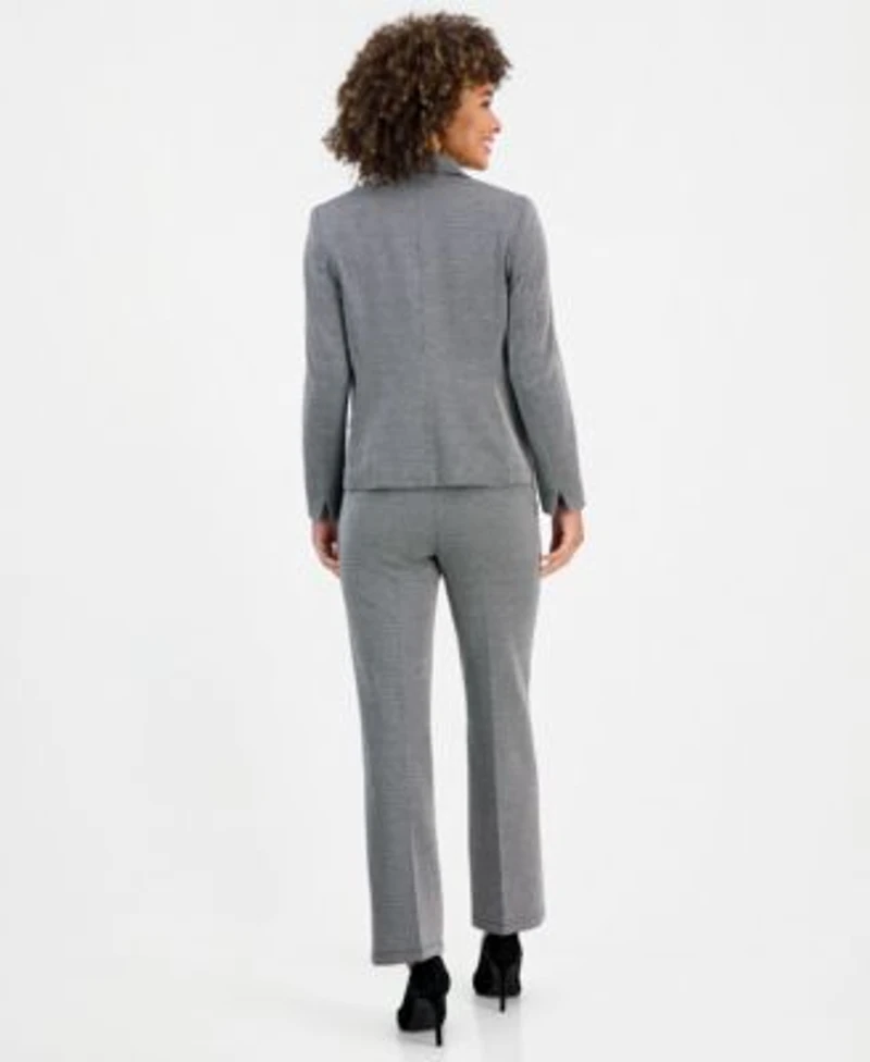 Kasper Womens Knit Jacquard Notched Collar Blazer Audrey Pull On Trousers
