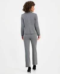 Kasper Womens Knit Jacquard Notched Collar Blazer Audrey Pull On Trousers
