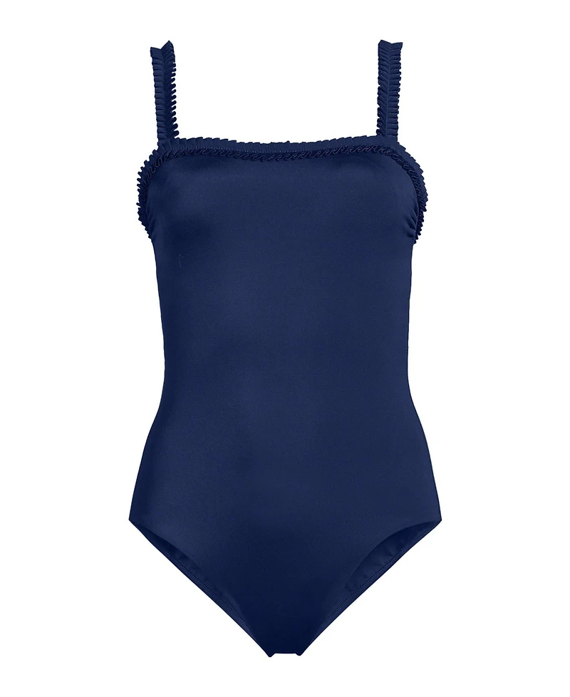 Lands' End Women's Tugless Pleated Ruffle One Piece