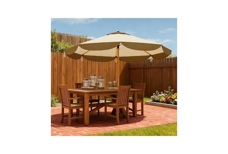 Clihome Outdoor Umbrella with Crank, Patio Umbrella, 8 Ribs, Push Button Tilt