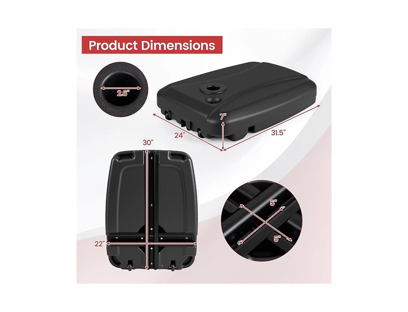 Clihome Cantilever Patio Umbrella Base with Wheels and Crossed Base