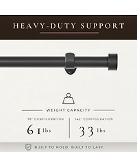 Threadmade Home Serena 1-Inch Adjustable Decorative Single Curtain Rod with End Cap Finials