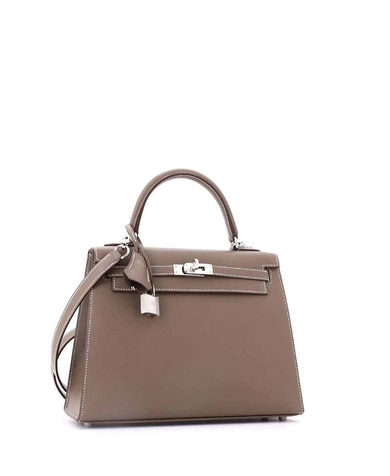 Pre-Owned HERMES Kelly 25 Handbag Madame with Palladium Hardware