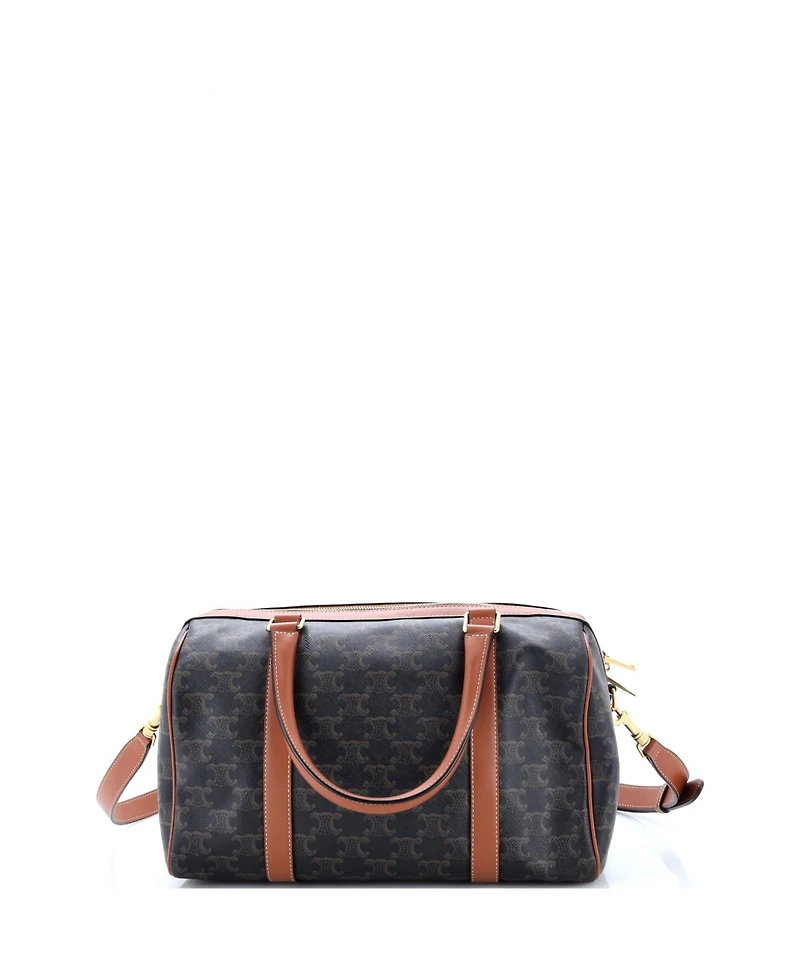 Pre-Owned Celine Medium Boston Bag Triomphe Coated Canvas