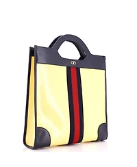 Pre-Owned Gucci Large Cut Out Handle Tote Gg Coated Canvas and Leather