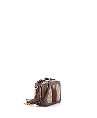 Pre-Owned Gucci Mini Ophidia Zip Around Camera Bag Gg Coated Canvas