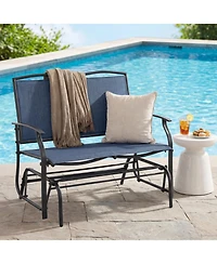 Sugift Iron Outdoor Patio Glider Bench with Textilene Seat for Two People