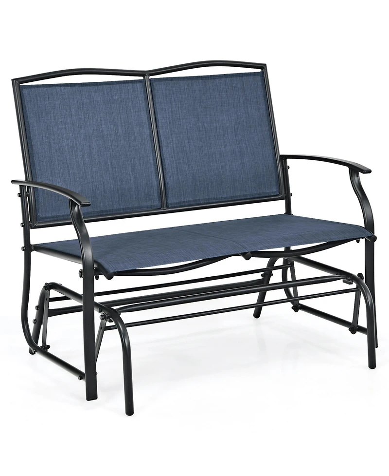 Sugift Iron Outdoor Patio Glider Bench with Textilene Seat for Two People
