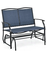 Sugift Iron Outdoor Patio Glider Bench with Textilene Seat for Two People