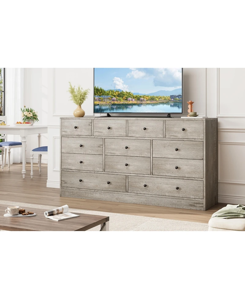 homfan 12 Drawer Dresser with Power Outlets and Usb Ports for Bedroom, Living Room, Hallway