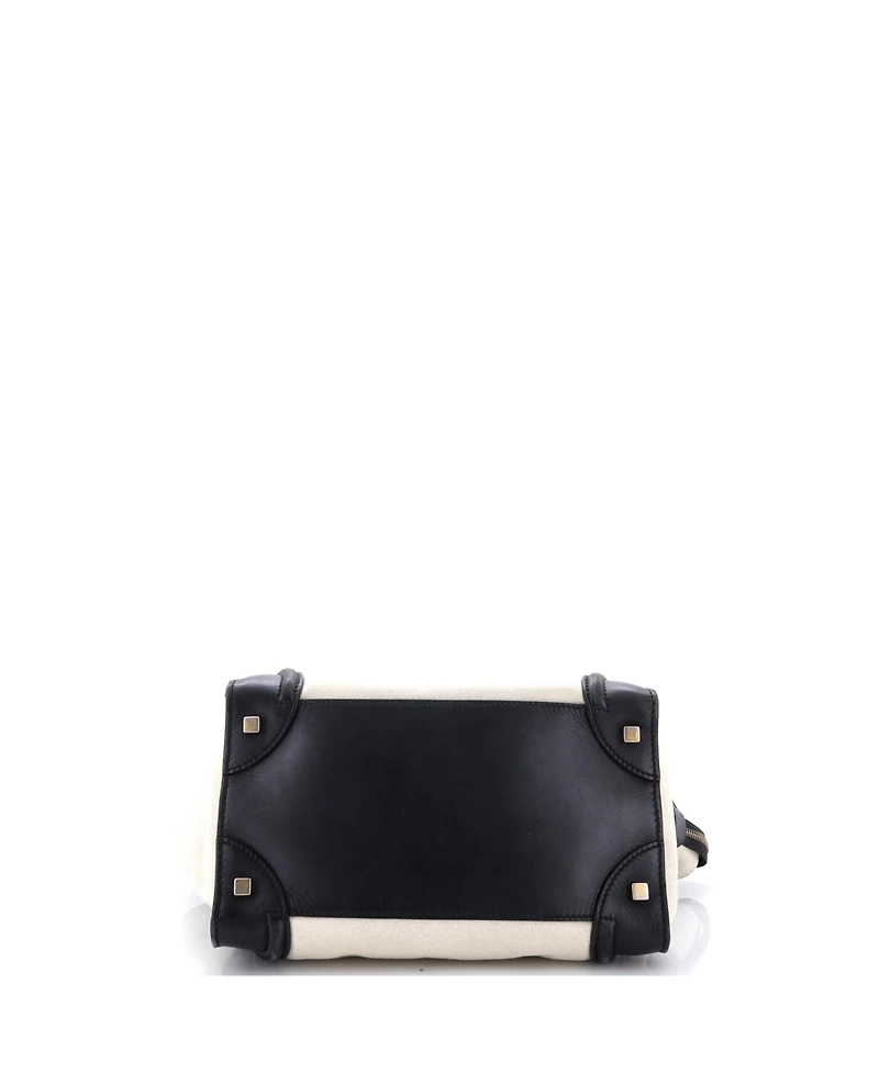 Pre-Owned Celine Micro Luggage Bag Canvas and Leather