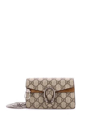 Pre-Owned Gucci Super Mini Dionysus Bag Gg Coated Canvas