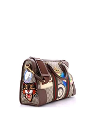 Pre-Owned Gucci Small Courrier Carry On Convertible Duffle Gg Coated Canvas with Applique