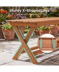 Sugift 2-Seat Wooden Garden Patio Bench with X Shaped Legs and Slatted Seat