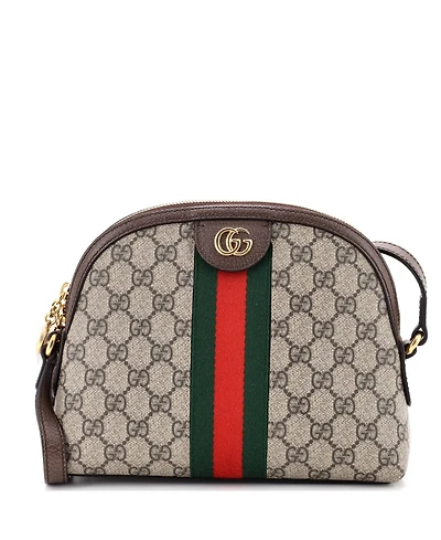 Pre-Owned Gucci Small Ophidia Dome Shoulder Bag Gg Coated Canvas