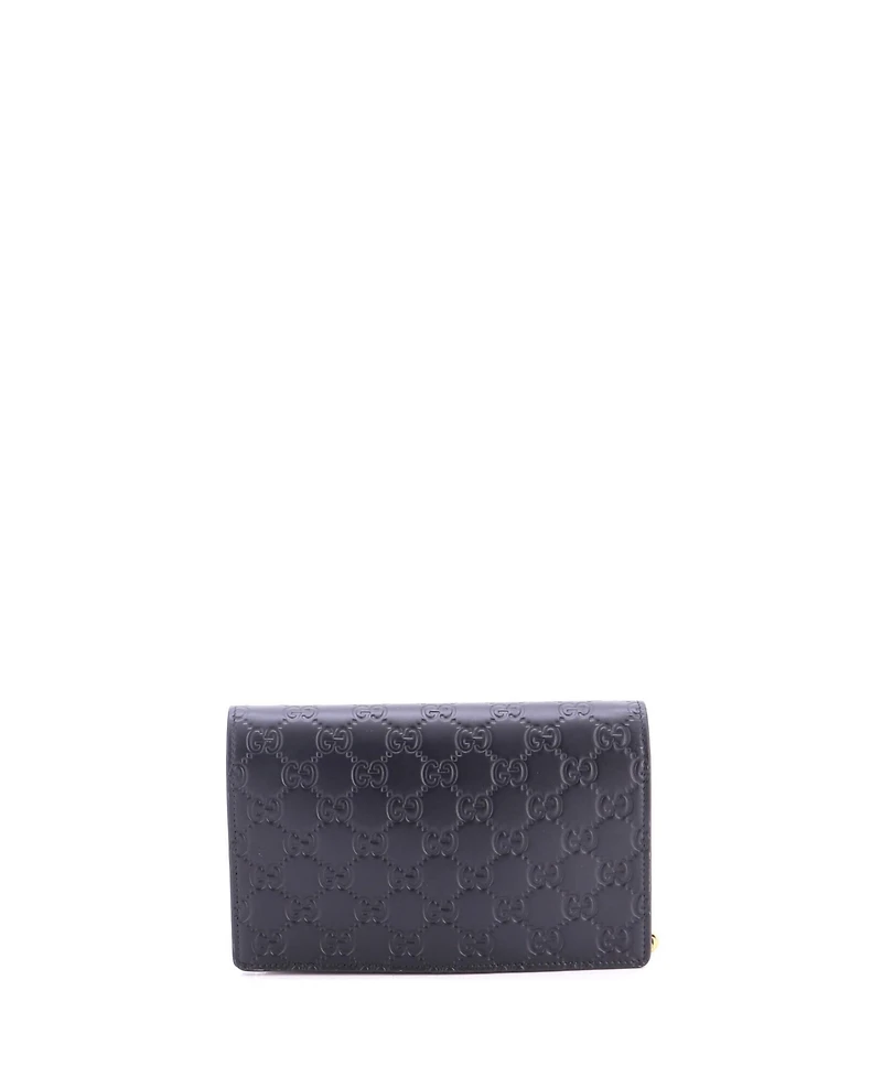 Pre-Owned Gucci Crystal Cat Wallet on Chain Guccissima Leather
