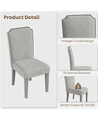 gaomon Set of 4 Dining Chairs, Wood Legs, 500 lbs Capacity, Stable and Wobble-Free, Upholstered Wide Seat, Farmhouse Style