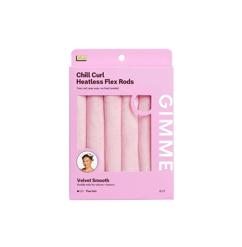 Gimme Beauty Chill Curl Heatless Flex Rods Gentle and Bendable Hair Rods for Overnight Curls Snap Closure for Secure Hold Fine Hair, 6 Count