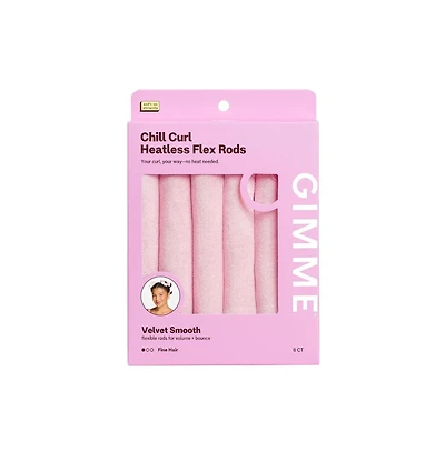Gimme Beauty Chill Curl Heatless Flex Rods Gentle and Bendable Hair Rods for Overnight Curls Snap Closure for Secure Hold Fine Hair, 6 Count