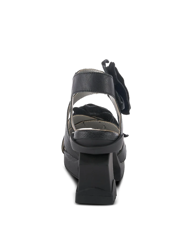 L'Artiste Spring Step Shelly Ankle Strap Sandal with Hand-Painted Vamp