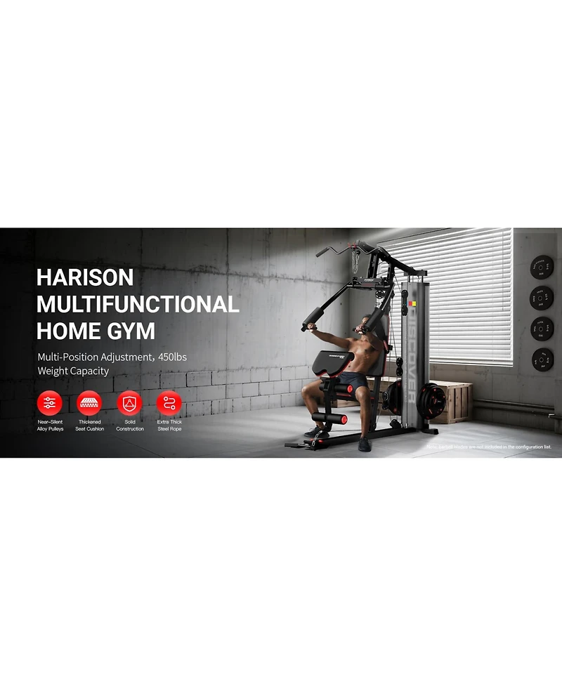 Harison Home Gym Full Body Workout Machine with Pulley System and Bench (Hrm-G11511)