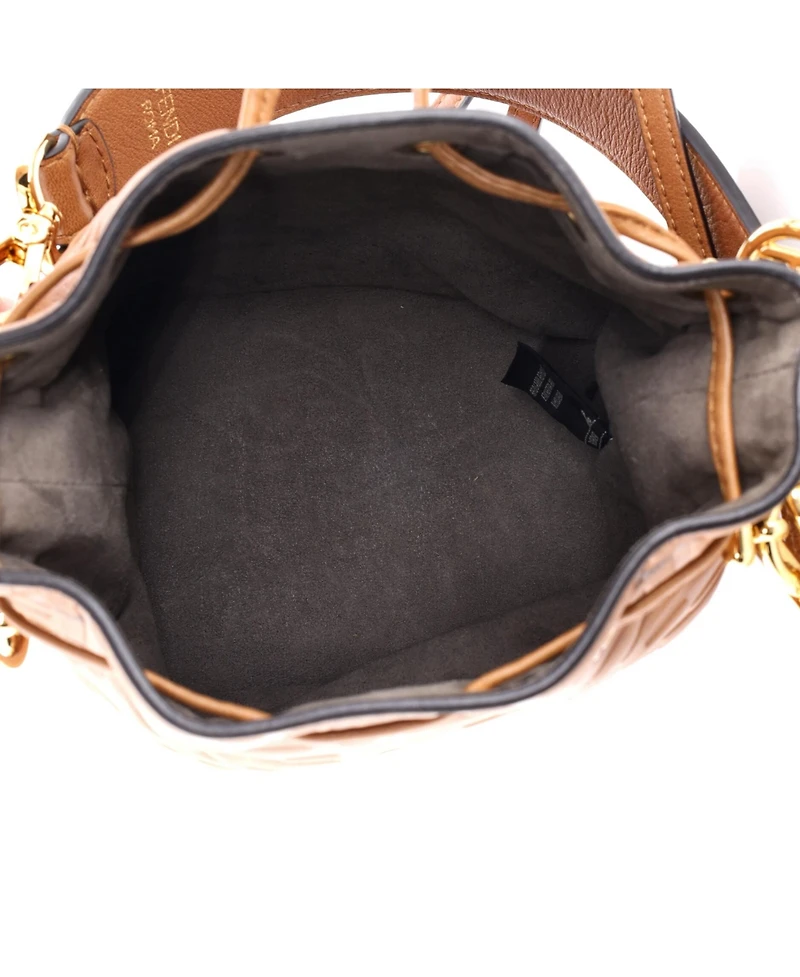 Pre-Owned Fendi Mini Mon Tresor Bucket Bag Zucca Embossed Leather