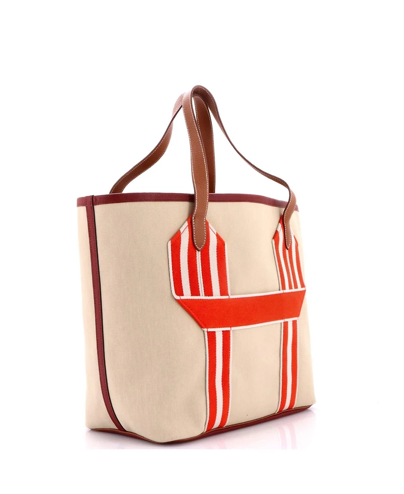 Pre-Owned HERMES Pursangle Tote Canvas with Leather