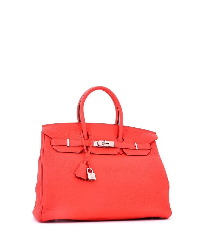 Pre-Owned Hermes Birkin 35 Handbag Orange Togo with Palladium Hardware