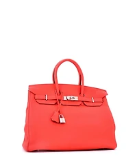 Pre-Owned Hermes Birkin 35 Handbag Orange Togo with Palladium Hardware