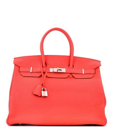 Pre-Owned Hermes Birkin 35 Handbag Orange Togo with Palladium Hardware