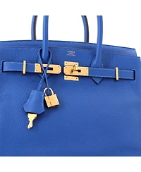 Pre-Owned HERMES Birkin 30 Handbag Clemence with Gold Hardware