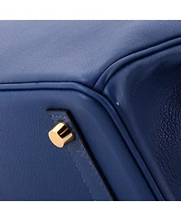 Pre-Owned HERMES Birkin 25 Handbag Blue Novillo with Gold Hardware