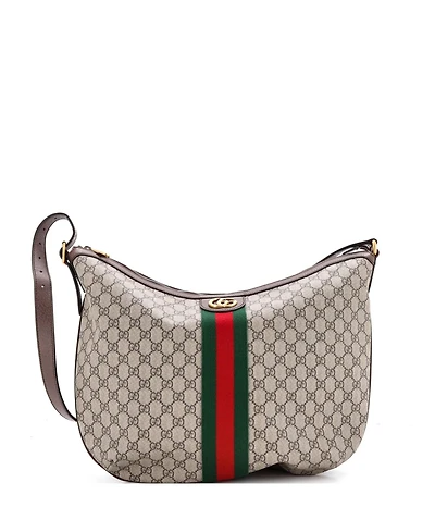 Pre-Owned Gucci Large Ophidia Half Moon Hobo Gg Coated Canvas