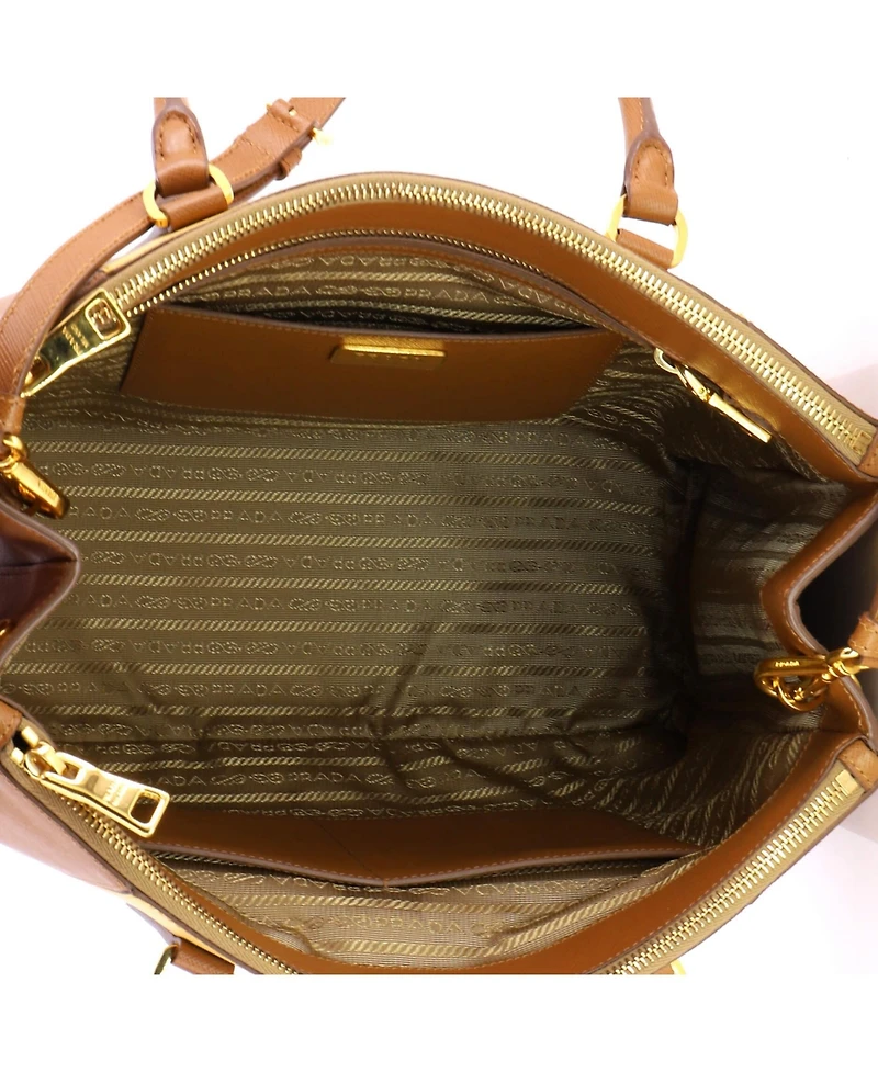 Pre-Owned Prada Medium Bicolor Double Zip Lux Tote Saffiano Leather
