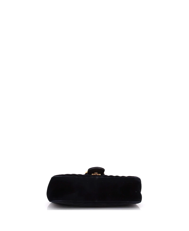 Pre-Owned Gucci Small Gg Marmont Flap Bag Matelasse Velvet
