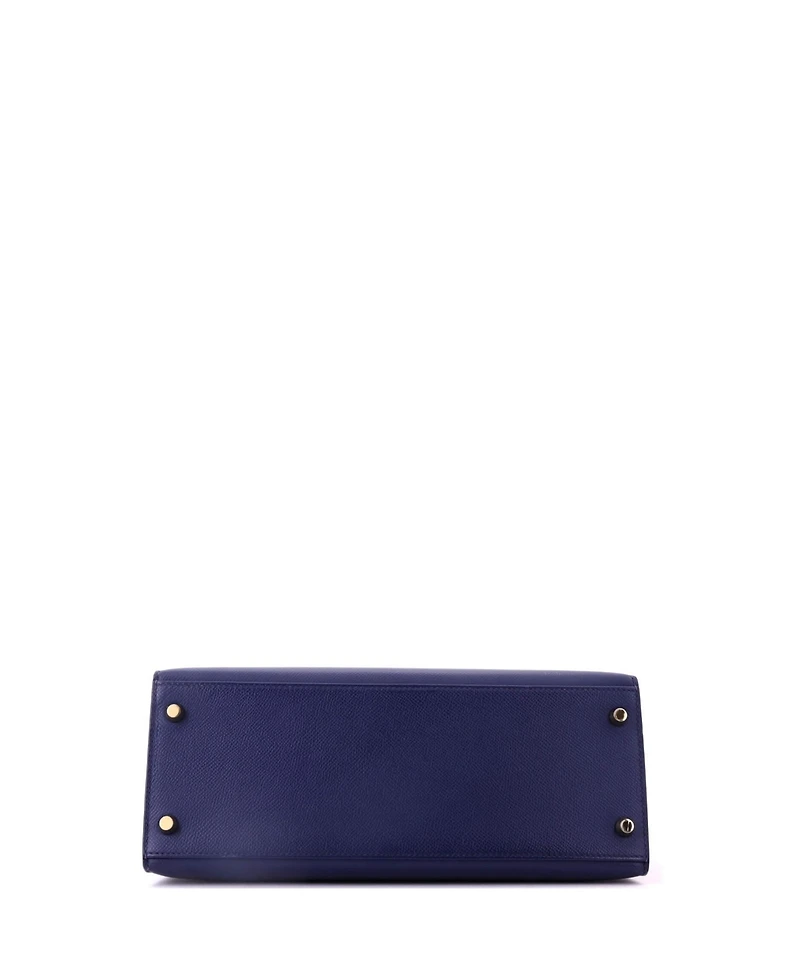Pre-Owned HERMES Kelly 28 Handbag Blue Epsom with Gold Hardware