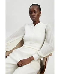 Karen Millen Women's Pleated Sleeve Zip-Neck Top