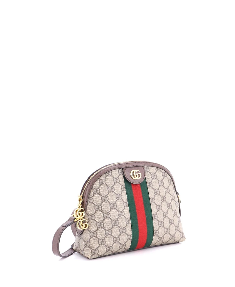 Pre-Owned Gucci Small Ophidia Dome Shoulder Bag Gg Coated Canvas