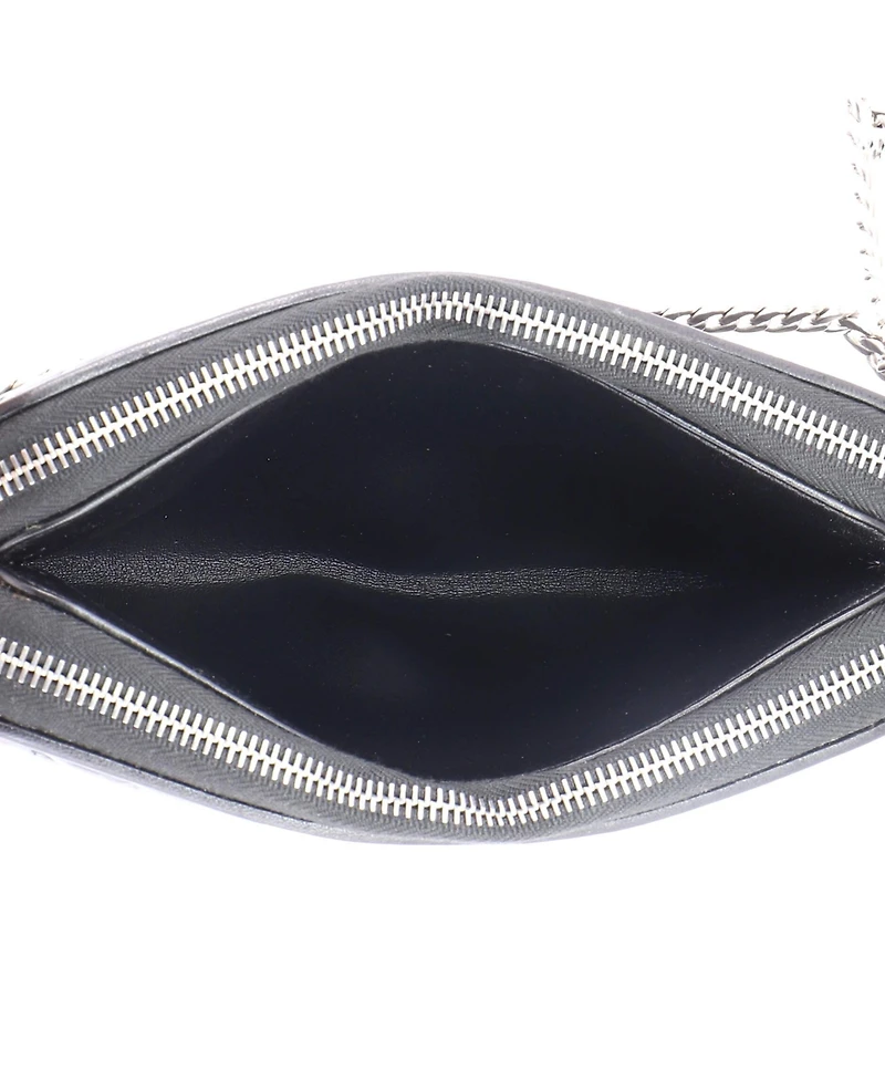 Pre-Owned Prada Mini Double Zip Wallet on Chain Crossbody Chevron Leather