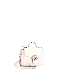Pre-Owned Gucci Mini Gg Marmont Top Handle Flap Bag Mixed Matelasse Leather