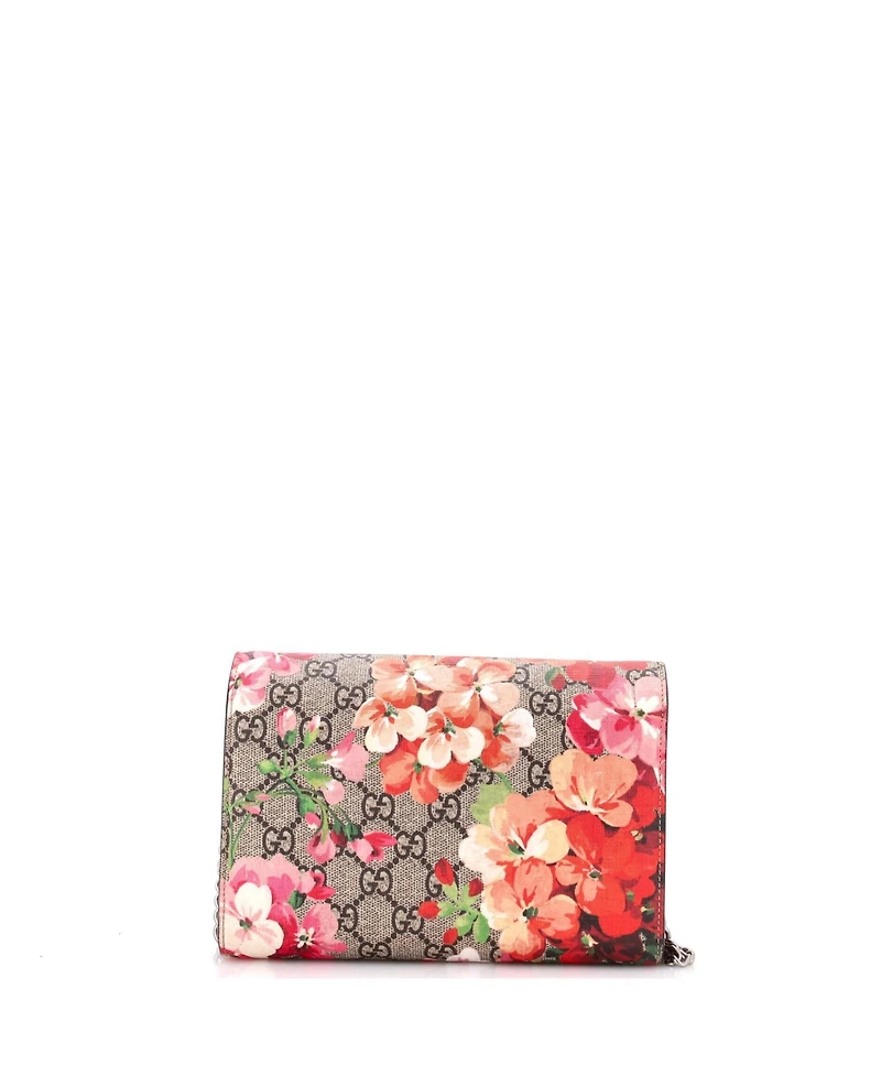 Pre-Owned Gucci Small Dionysus Chain Wallet Blooms Print Gg Coated Canvas
