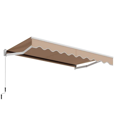 Sugift 10 x 8.2 ft Retractable Patio Awning with Manual Crank Handle and Aluminum Frame
