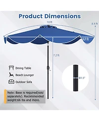 Sugift 10 ft Scalloped Solar Patio Umbrella with 24 Led Lights and Tilt Crank