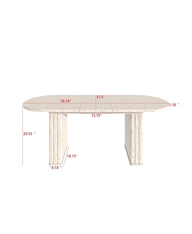 Boyel Living Kitchen extendable dining table for 4-8 people, oval kitchen table with wooden strip base for family living room