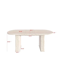 Boyel Living Kitchen extendable dining table for 4-8 people, oval kitchen table with wooden strip base for family living room